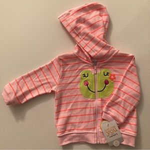 Just One You by Carter's Pink Striped Frog Hooded Jacket!